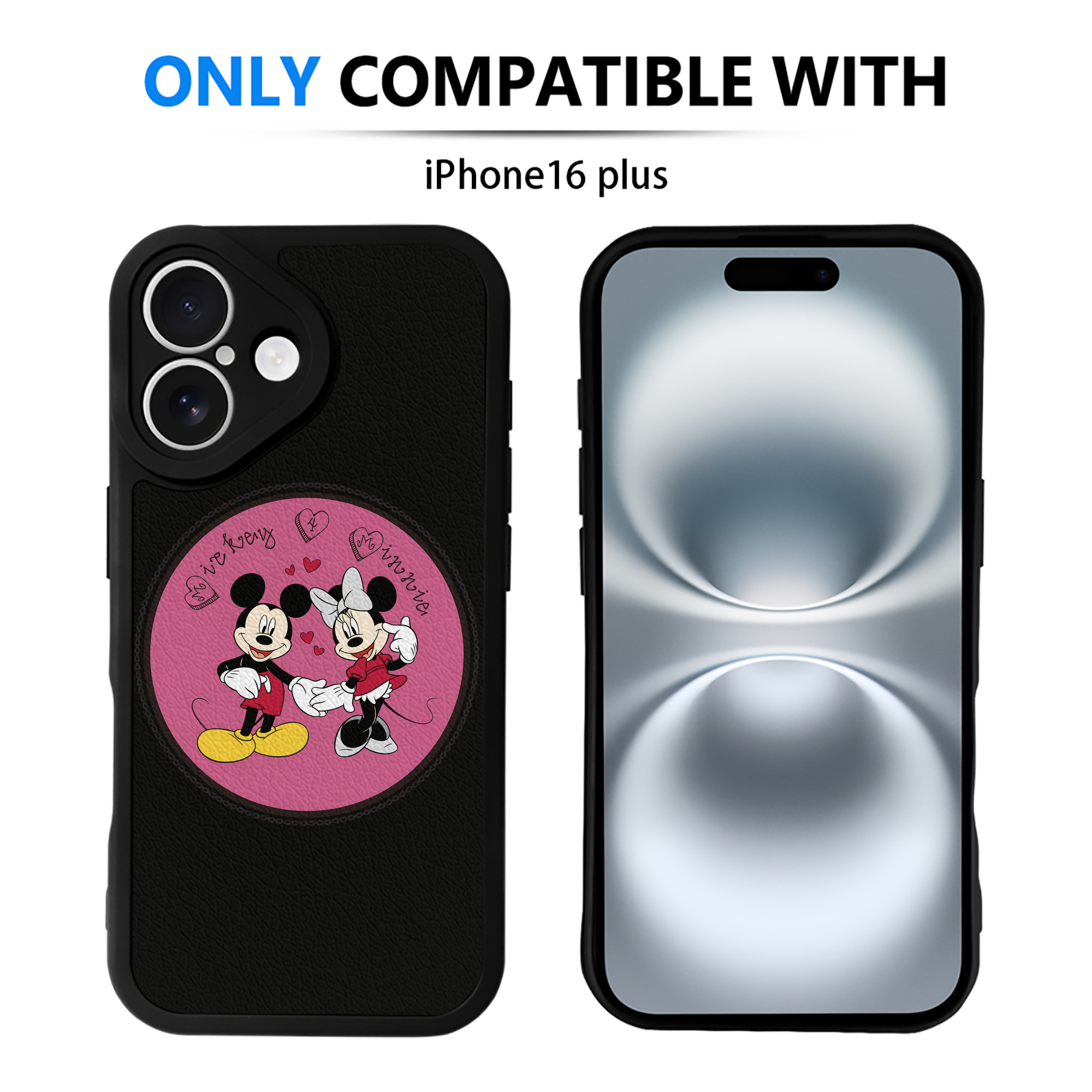 （画像用） ミッキーマウス Mickey Mouse 【iPhone 16シリーズ対応】シリコンスマホケース（レザー調） 材質：シリコン